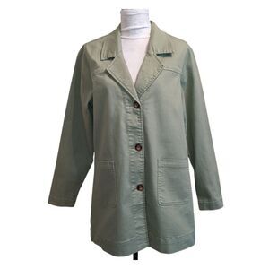 Pea Coat Sage Green Women's Car Coat  Cotton Minimal Size L